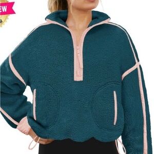 FP Movement by Free People Teal and Pink Teddy Jacket